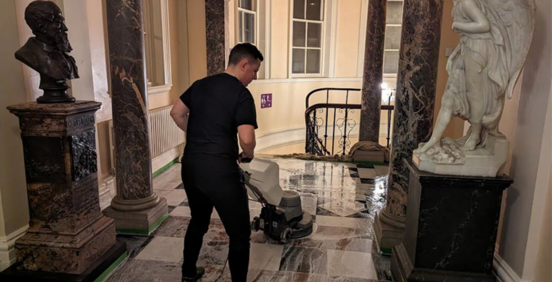 Marble floor restoration at The Roman Baths